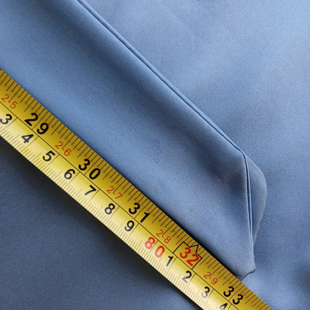 Blue Satin Lightweight Robe Men's Small shiny midi maxi kimono quiet luxury - Picture 15 of 16